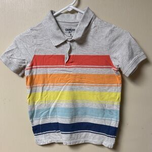 OshKosh B'gosh Kids Polo Shirt - Gray with Rainbow Stripes